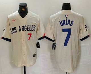 Men%27s Los Angeles Dodgers #7 Julio Urias Number Cream 2024 City Connect Limited Stitched Jersey->los angeles dodgers->MLB Jersey